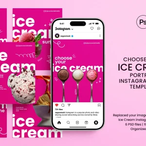 قالب پست اینستاگرام بستنی فروشی