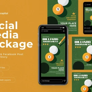 قالب پست و استوری اینستاگرام مسابقات بیلیارد