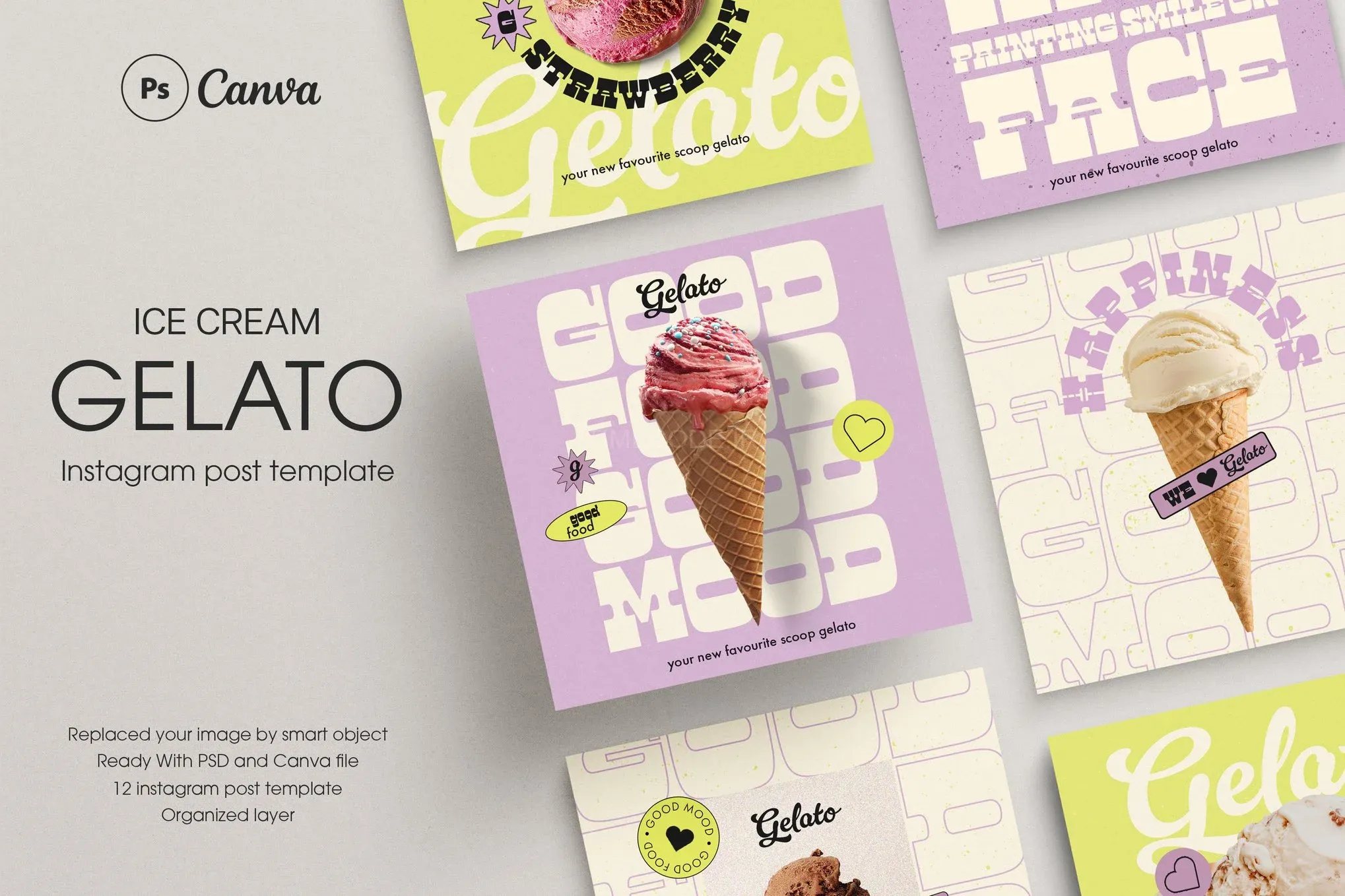 قالب آماده پست اینستاگرام بستنی